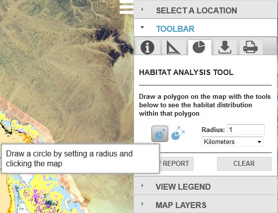 Habitat Analysis tool radius options